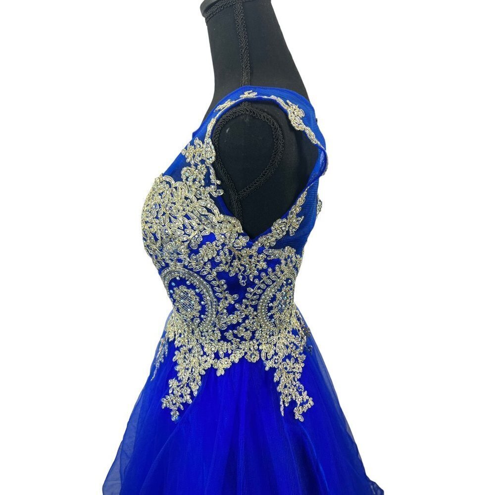 Let's Royal Blue & Gold Long Dress - Picture 7 of 12